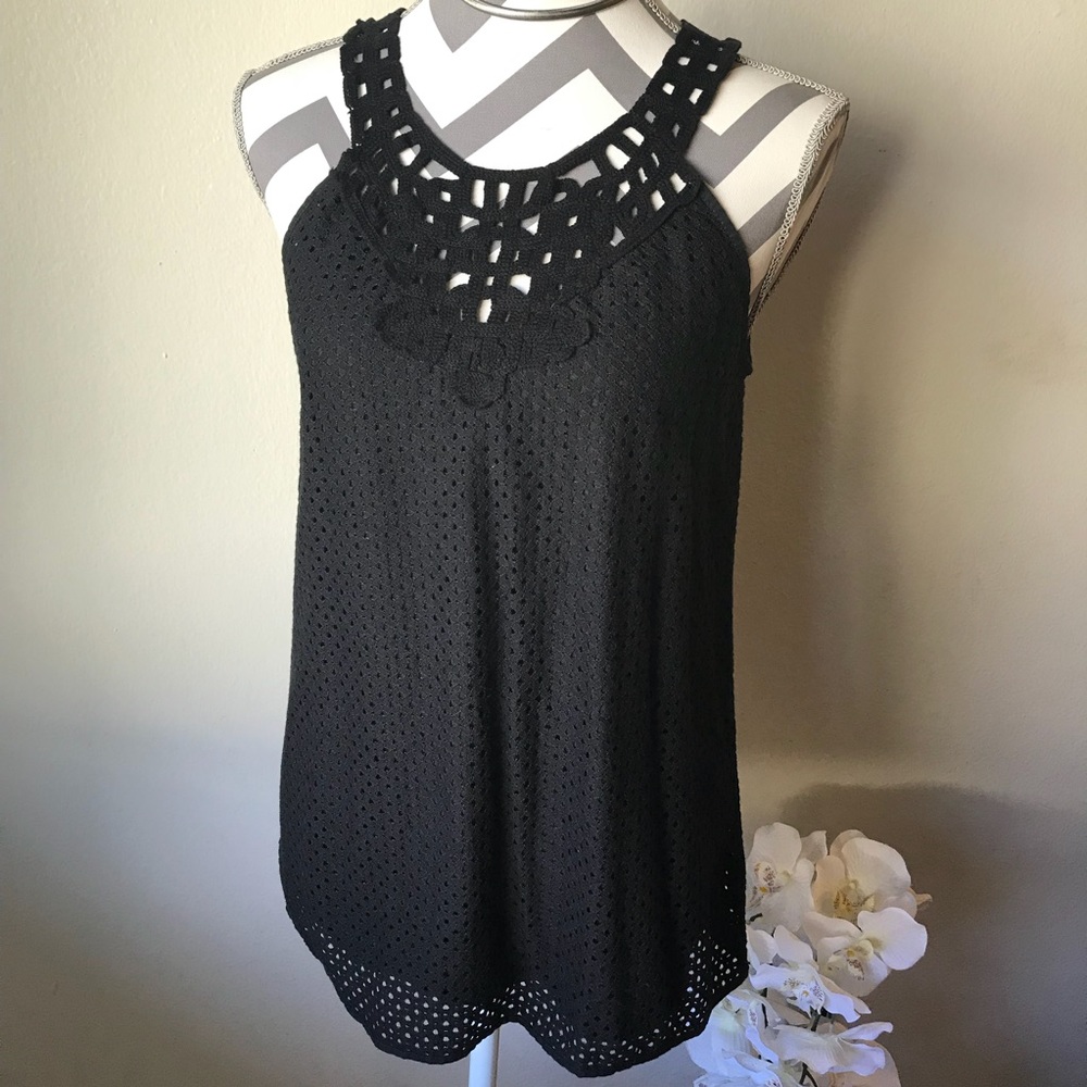 Max Studio Womens Black Textured Blouse Size M